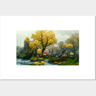 Japanese Landscape Oil Painting Posters and Art